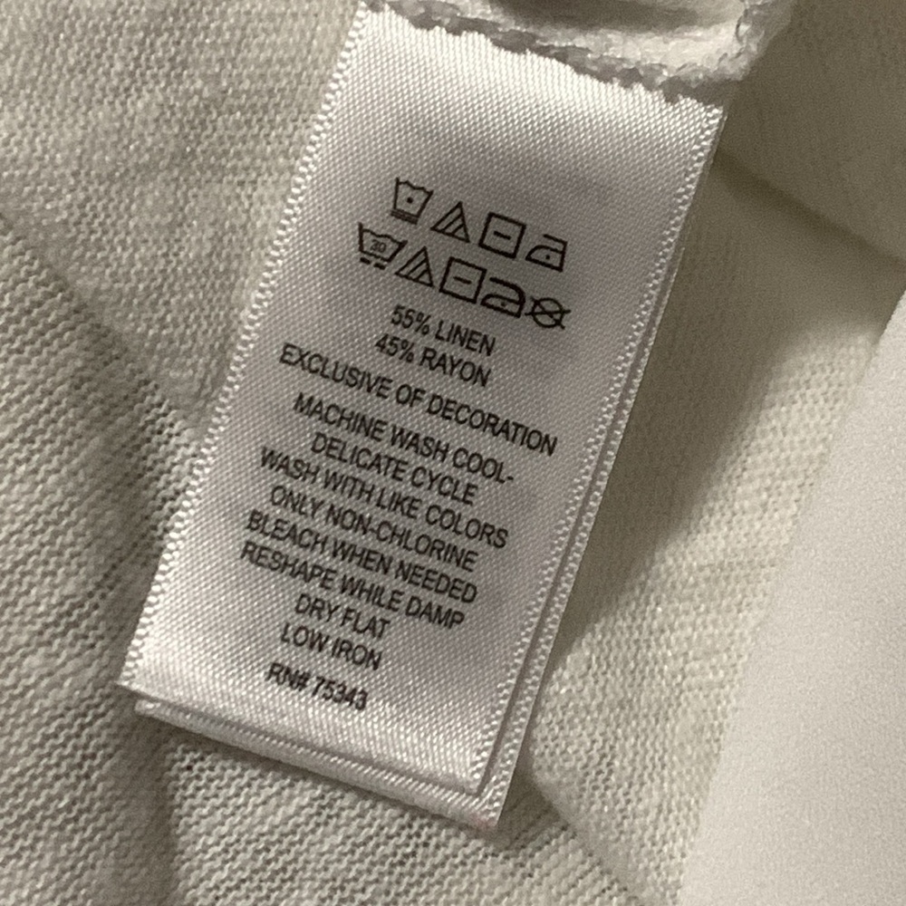 Adrienne Vittadini White Linen Blend Open Front Waterfall Cardigan Medium M - Picture 4 of 4